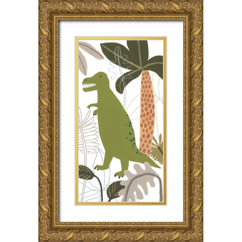 Mighty Dinos Collection B Gold Ornate Wood Framed Art Print with Double Matting by Vess, June Erica