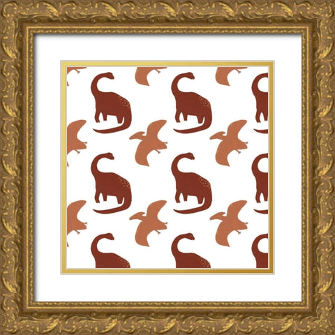 Mighty Dinos Collection H Gold Ornate Wood Framed Art Print with Double Matting by Vess, June Erica