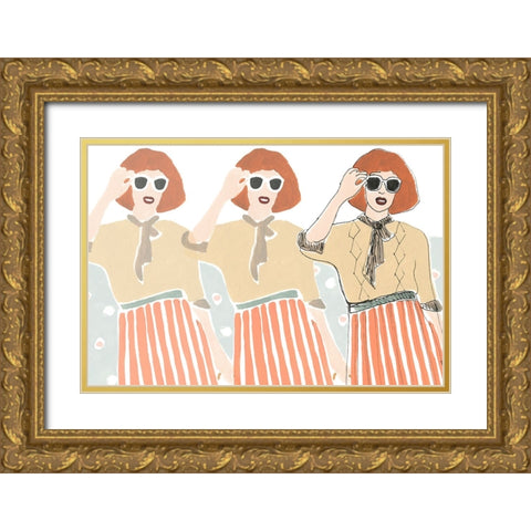 Fashion Vignette Collection A Gold Ornate Wood Framed Art Print with Double Matting by Vess, June Erica