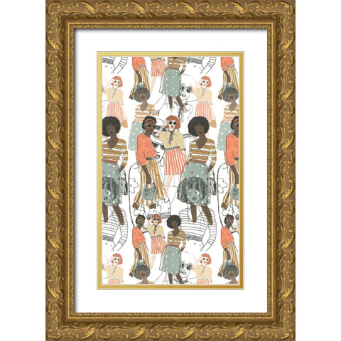 Fashion Vignette Collection E Gold Ornate Wood Framed Art Print with Double Matting by Vess, June Erica