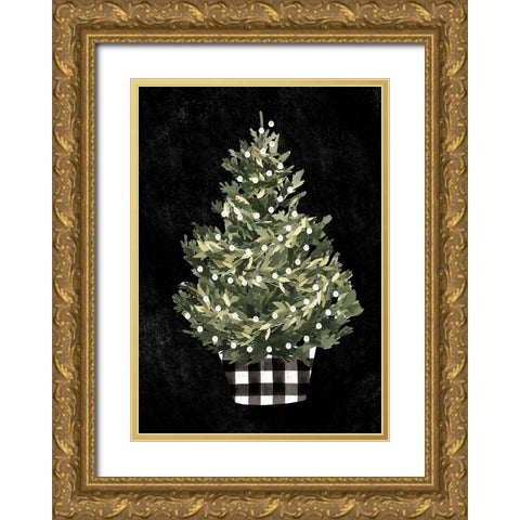 Modern Gingham Christmas Collection B Gold Ornate Wood Framed Art Print with Double Matting by Caroline, Emma