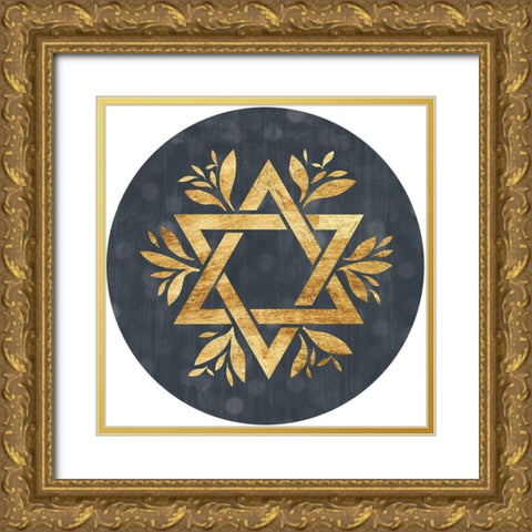 Golden Hanukkah Collection C Gold Ornate Wood Framed Art Print with Double Matting by Popp, Grace