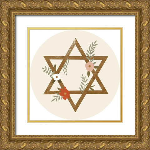 Natural Hanukkah Collection C Gold Ornate Wood Framed Art Print with Double Matting by Barnes, Victoria