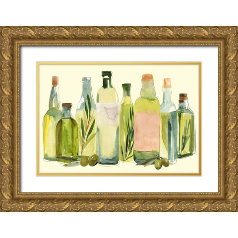 Olive Oil Set Collection A Gold Ornate Wood Framed Art Print with Double Matting by Warren, Annie