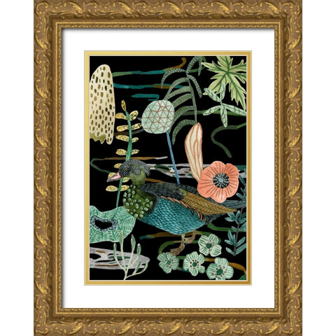 Duck in River Collection B Gold Ornate Wood Framed Art Print with Double Matting by Wang, Melissa