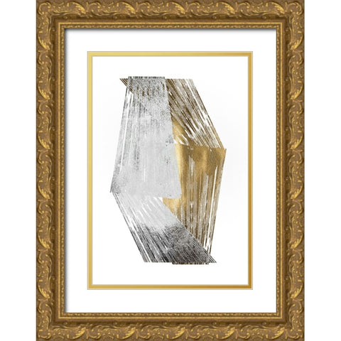 Silver and Gold Foil Stripes Gold Ornate Wood Framed Art Print with Double Matting by Goldberger, Jennifer