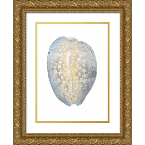 Silver Foil Shell II with Hand Color Gold Ornate Wood Framed Art Print with Double Matting by Vision Studio