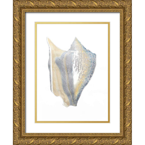 Silver Foil Shell III with Hand Color Gold Ornate Wood Framed Art Print with Double Matting by Vision Studio