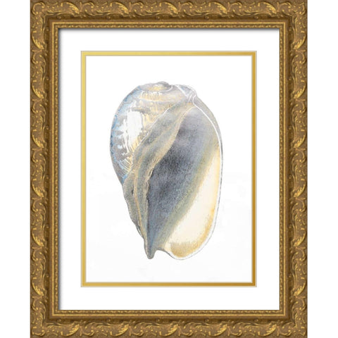 Silver Foil Shell IV with Hand Color Gold Ornate Wood Framed Art Print with Double Matting by Vision Studio