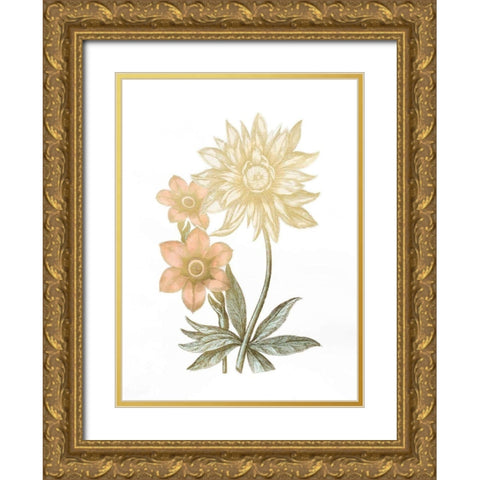 Gold Foil Chintz I with Hand Color Gold Ornate Wood Framed Art Print with Double Matting by Vision Studio