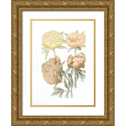 Gold Foil Chintz II with Hand Color Gold Ornate Wood Framed Art Print with Double Matting by Vision Studio