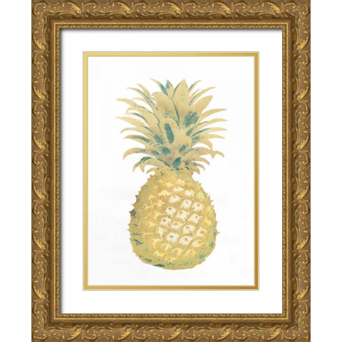 Gold Foil Pineapple II with Hand Color Gold Ornate Wood Framed Art Print with Double Matting by Vision Studio