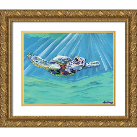Turtle Gold Ornate Wood Framed Art Print with Double Matting by Seay, Anne