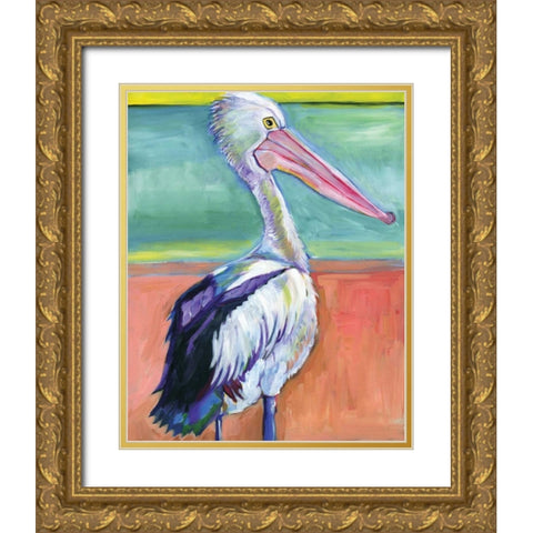 Pelican Gold Ornate Wood Framed Art Print with Double Matting by Seay, Anne