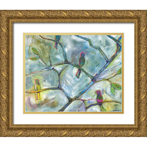 Birds Gold Ornate Wood Framed Art Print with Double Matting by Seay, Anne