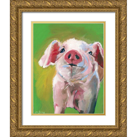Pig Gold Ornate Wood Framed Art Print with Double Matting by Seay, Anne