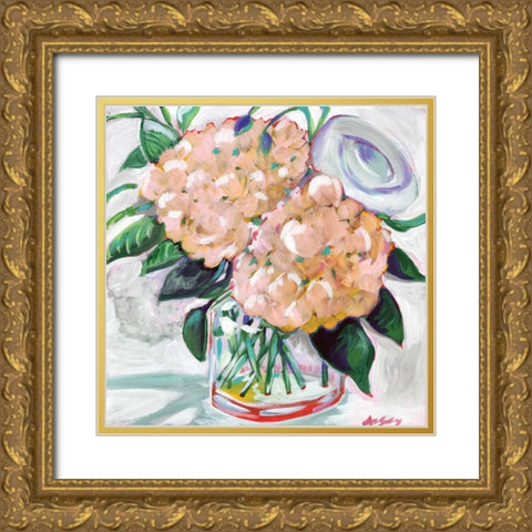 Hydrangeas Gold Ornate Wood Framed Art Print with Double Matting by Seay, Anne