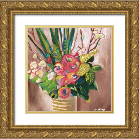Floral Arrangement Gold Ornate Wood Framed Art Print with Double Matting by Seay, Anne