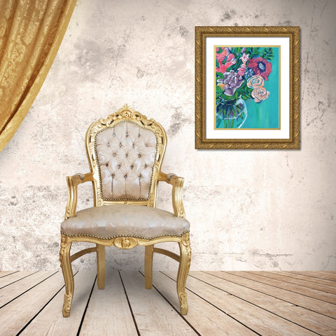 Flower Vase Gold Ornate Wood Framed Art Print with Double Matting by Seay, Anne