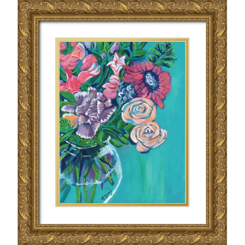 Flower Vase Gold Ornate Wood Framed Art Print with Double Matting by Seay, Anne