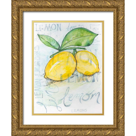 Lemons Gold Ornate Wood Framed Art Print with Double Matting by Seay, Anne