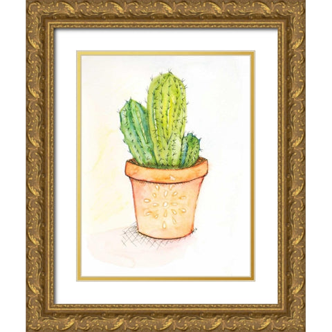Cactus II Gold Ornate Wood Framed Art Print with Double Matting by Seay, Anne