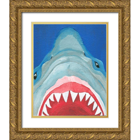 Shark Gold Ornate Wood Framed Art Print with Double Matting by Seay, Anne
