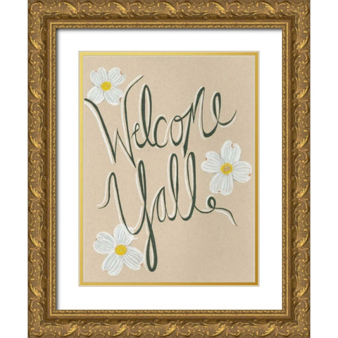 Welcome Gold Ornate Wood Framed Art Print with Double Matting by Seay, Anne