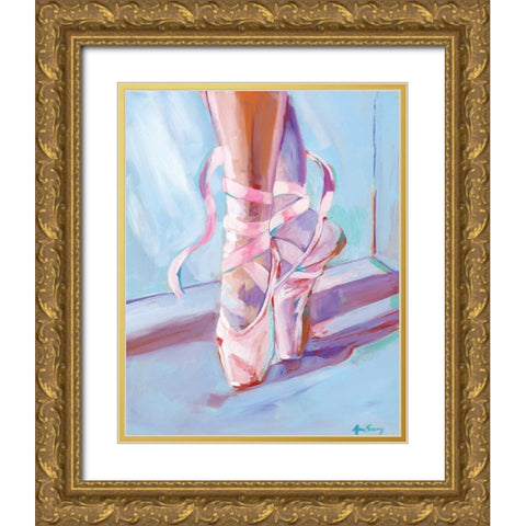 Ballet Shoes Gold Ornate Wood Framed Art Print with Double Matting by Seay, Anne