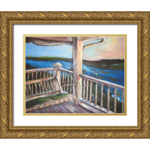 Porch Gold Ornate Wood Framed Art Print with Double Matting by Seay, Anne