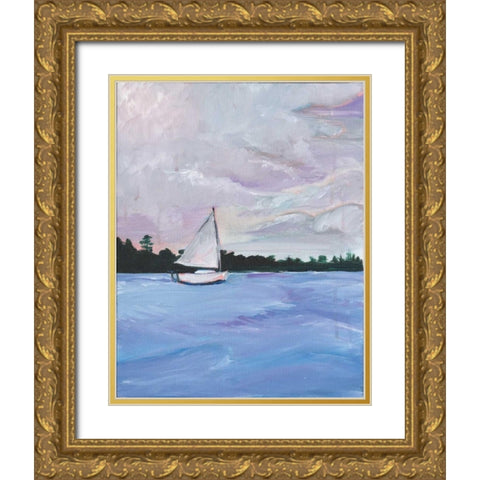 Sailboat Gold Ornate Wood Framed Art Print with Double Matting by Seay, Anne