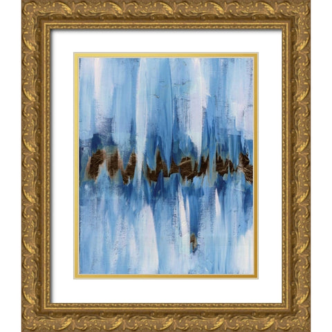 Abstract Blue I Gold Ornate Wood Framed Art Print with Double Matting by Seay, Anne