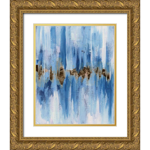 Abstract Blue II Gold Ornate Wood Framed Art Print with Double Matting by Seay, Anne