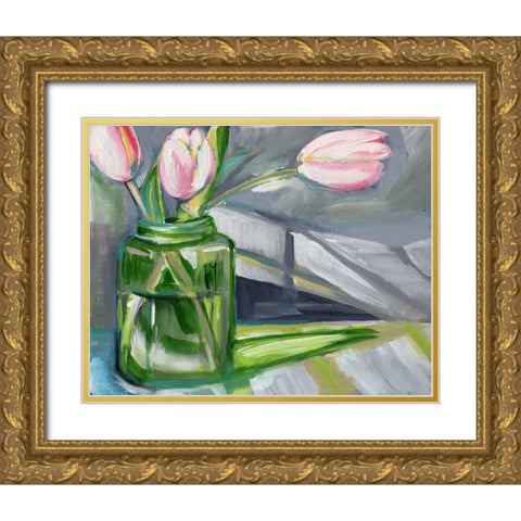 Glass Tulips Gold Ornate Wood Framed Art Print with Double Matting by Seay, Anne