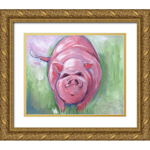 Pig Gold Ornate Wood Framed Art Print with Double Matting by Seay, Anne