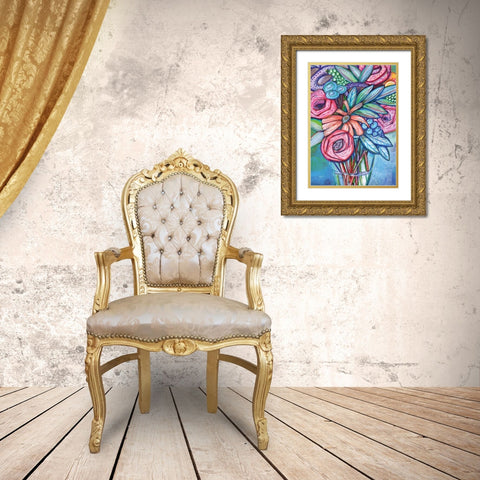 Circle the Flower Gold Ornate Wood Framed Art Print with Double Matting by Seay, Anne