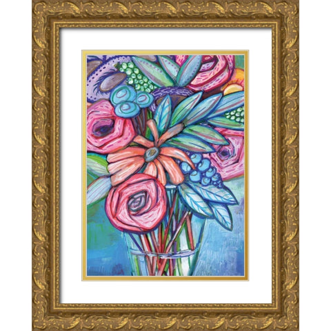 Circle the Flower Gold Ornate Wood Framed Art Print with Double Matting by Seay, Anne