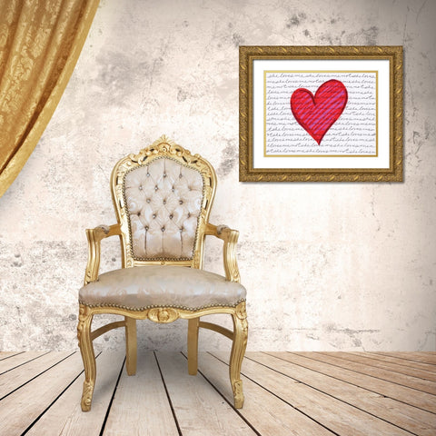 Pink Love Gold Ornate Wood Framed Art Print with Double Matting by Seay, Anne