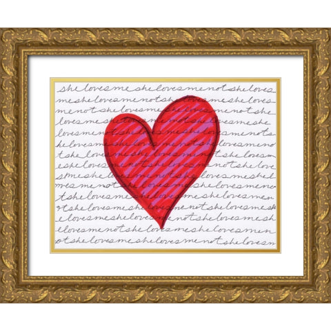 Pink Love Gold Ornate Wood Framed Art Print with Double Matting by Seay, Anne