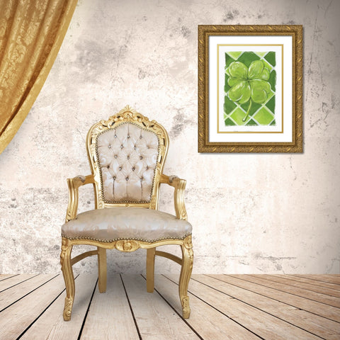 Lucky Clover Gold Ornate Wood Framed Art Print with Double Matting by Seay, Anne