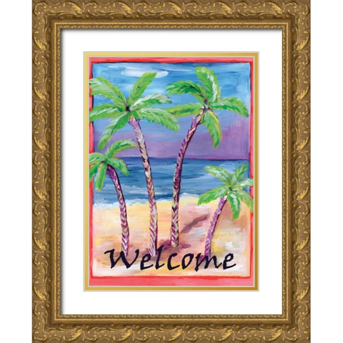 Welcome to Paradise Gold Ornate Wood Framed Art Print with Double Matting by Seay, Anne