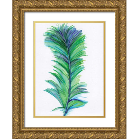 Blue Feather II Gold Ornate Wood Framed Art Print with Double Matting by Seay, Anne