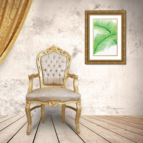 Palm Leaves Gold Ornate Wood Framed Art Print with Double Matting by Seay, Anne