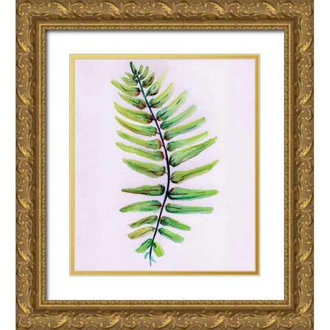 Blue Fern Gold Ornate Wood Framed Art Print with Double Matting by Seay, Anne