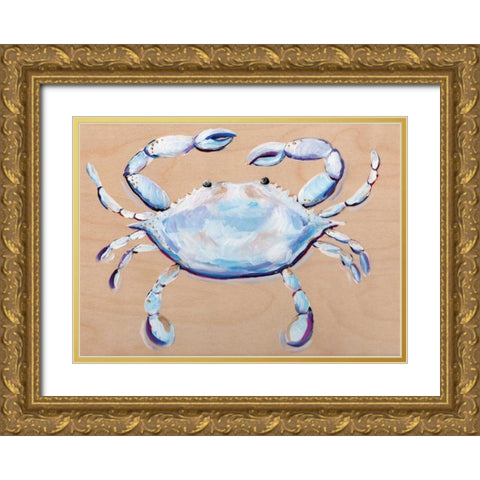 Blue and White Crab Gold Ornate Wood Framed Art Print with Double Matting by Seay, Anne