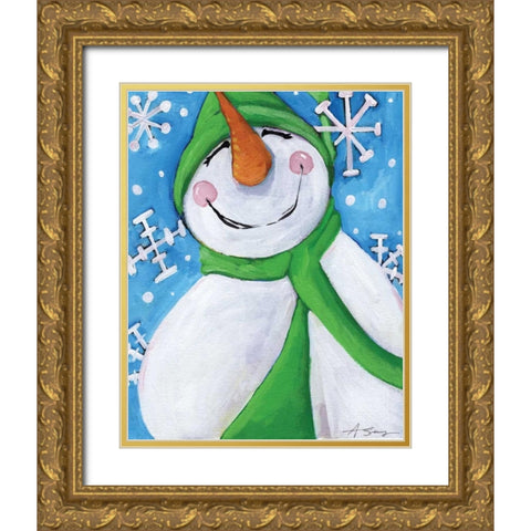 Let It Snow Gold Ornate Wood Framed Art Print with Double Matting by Seay, Anne