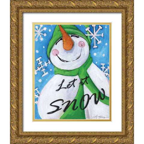 Let It Snow II Gold Ornate Wood Framed Art Print with Double Matting by Seay, Anne