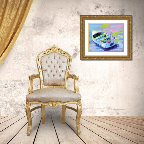 Sunset Boat II Gold Ornate Wood Framed Art Print with Double Matting by Seay, Anne