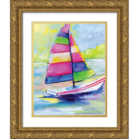 Sunset Boat III Gold Ornate Wood Framed Art Print with Double Matting by Seay, Anne