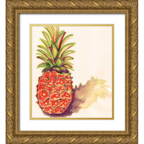 Orange Pineapple Gold Ornate Wood Framed Art Print with Double Matting by Seay, Anne